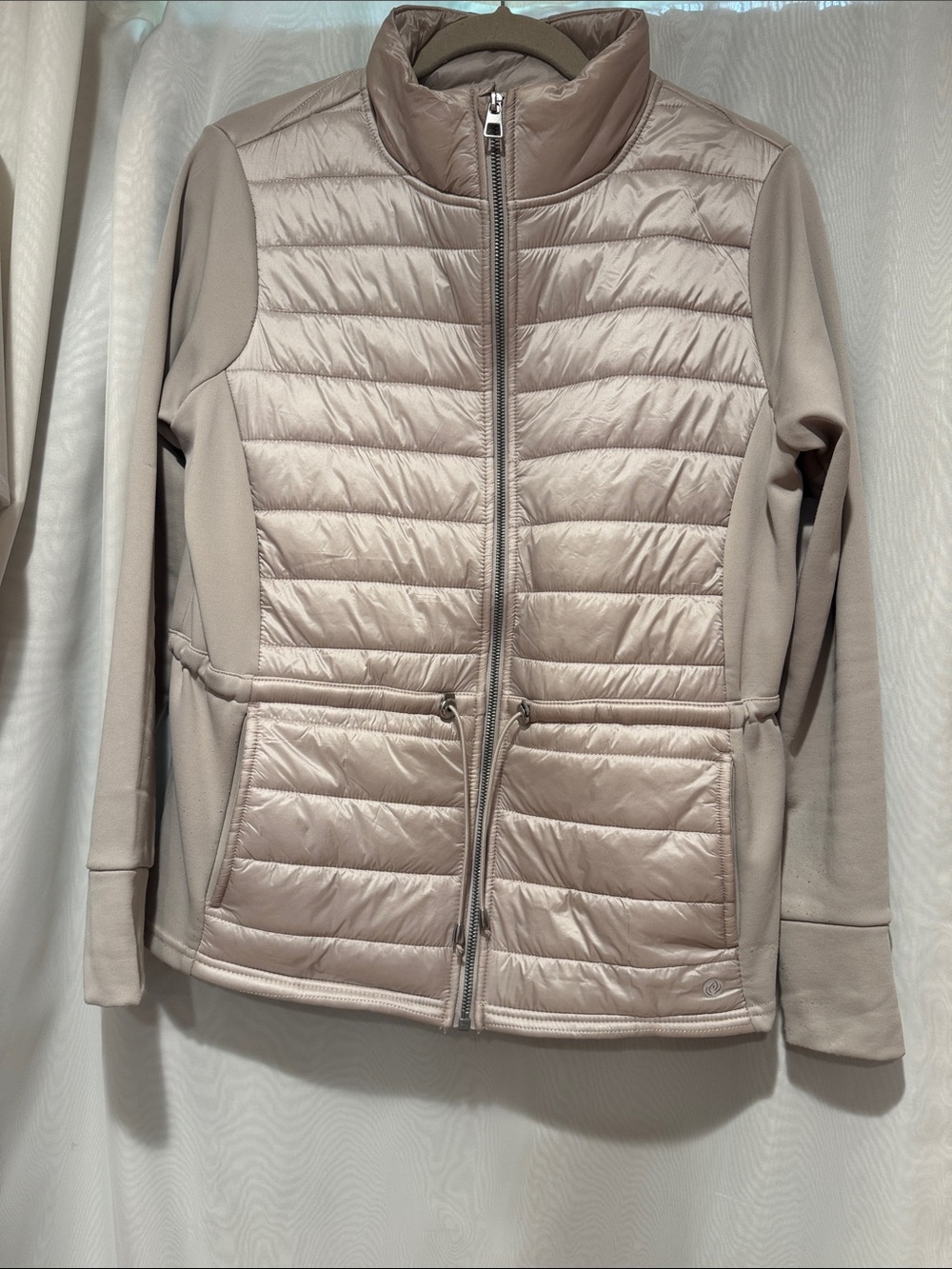 Apana Light Taupe Quilted Hybrid Puffer Jacket - Women stretch